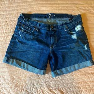 7 forallmankind denim cuffed shorts. Distressed look. NWOT